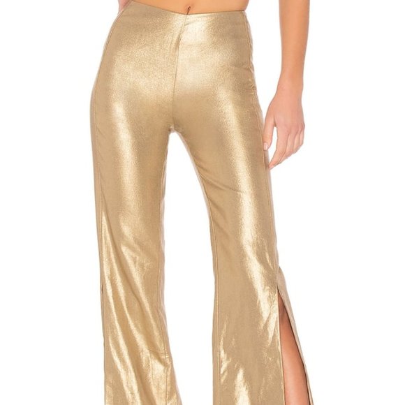Lovers + Friends Pants - LOVERS + FRIENDS SLASH METALLIC WIDE LEG PANTS